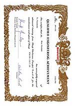 Certifikát ze školení CAM Sharp - Praha 1990